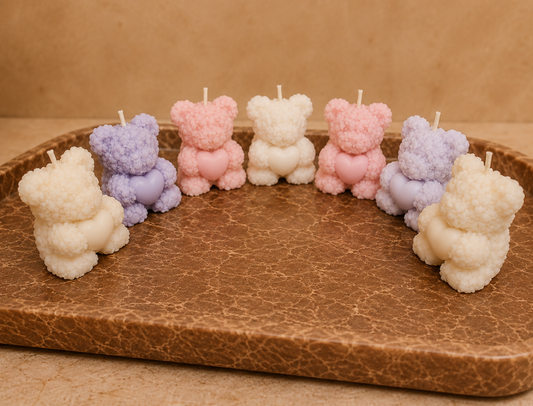 Teddy with Heart Candle 1pc